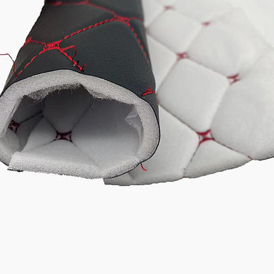 কাস্টম পিভিসি এমব্রয়ডারি করা কুইল্টেড সিনথেটিক চামড়া ৬.০মিমি পলিউরেথেন ফোম কার সিট কভার সোফা ফক্স লেদার ফ্যাব্রিক