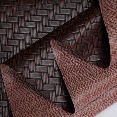 0.6 মিমি এমবসড প্যাকেজিং চামড়া ফ্যাক্স বুনন পিভিসি চামড়া বিগ ম্যাট ওয়েভ