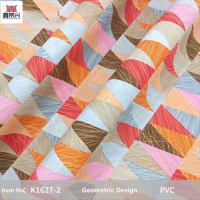 0.8 মিমি রঙিন জ্যামিতিক ডিজাইন পিভিসি চামড়া হ্যান্ডব্যাগ প্যাকিং বক্স ফোন কেস সজ্জা ব্যবহারের জন্য