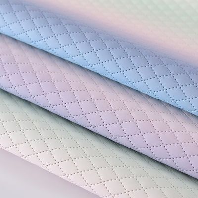 এমবসড হ্যান্ডব্যাগ পিইউ চামড়া ফ্যাব্রিক টেক্সচার অফ গ্রেডিয়েন্ট রেইনবো ডায়মন্ড গ্রিড