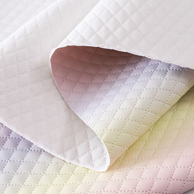 এমবসড হ্যান্ডব্যাগ পিইউ চামড়া ফ্যাব্রিক টেক্সচার অফ গ্রেডিয়েন্ট রেইনবো ডায়মন্ড গ্রিড