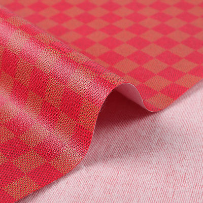 ব্যাগের জন্য প্রিন্ট করা পিভিসি চামড়া মিশ্র রঙের চেকারবোর্ড ফেক্স চামড়া কাপড়