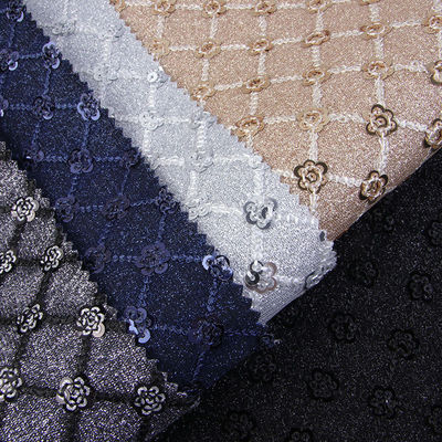 সিকুয়েন উজ্জ্বল ফুলের গ্লিটার পিইউ চামড়া ইকো-বন্ধুত্বপূর্ণ 100% পলিউরেথেন চামড়া