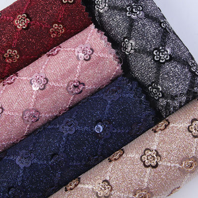 সিকুয়েন উজ্জ্বল ফুলের গ্লিটার পিইউ চামড়া ইকো-বন্ধুত্বপূর্ণ 100% পলিউরেথেন চামড়া