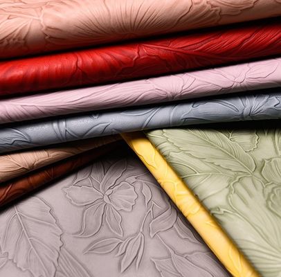 3 ডি রেট্রো ফ্লোরাল এমবসড পিভিসি চামড়া হ্যান্ডব্যাগ প্যাকেজিং বাক্সের জন্য ব্রাশ করা নীচে আলংকারিক ফ্যাব্রিক প্লেসম্যাট ফ্যাক্স চামড়া