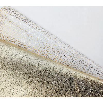 পাইকারি পিভিসি গোল্ডেন ফিল্ম এমবসড স্টাইল কৃত্রিম কৃত্রিম চামড়া ব্যাগ প্যাকেজিং বক্স জুতা নোটবুক ফ্যাব্রিক