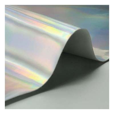 রেনবো পিইউ হলোগ্রাফিক লেজার ফিল্ম মিরর লেদার সিনথেটিক আর্টিফিসিয়াল ফক্স লেদার জুতা ভ্যানিটি কেস হ্যান্ডব্যাগ চামড়ার কাপড়