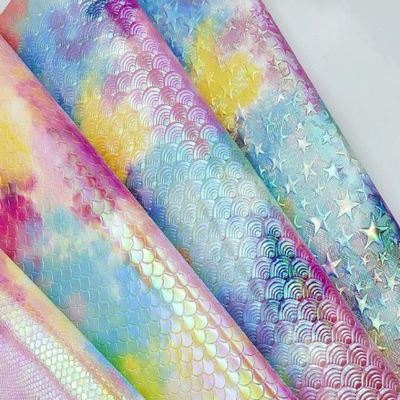 বিশেষ পিইউ রেইনবো মিরর এমবসড সিনথেটিক লেদার লাগেজ হ্যান্ডব্যাগ জুতো কসমেটিক ব্যাগ চামড়ার কাপড়