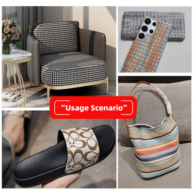 0.8মিমি পুরু 137সেমি প্রস্থের পিভিসি চামড়ার মতো সিনথেটিক কাপড় ঘাস ম্যাট প্রিন্টিং সহ 5 রঙে