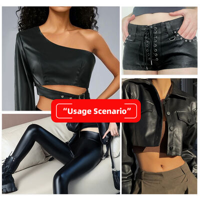 গার্মেন্টস পোশাক প্যান্টের জন্য সাশ্রয়ী মূল্যের ইলাস্টিক পিভিসি ভেড়ার চামড়ার কৃত্রিম চামড়া জলরোধী সিন্থেটিক চামড়া স্ট্রেচ ব্ল্যাকআউট উইকিং