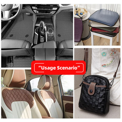 PVC Embossed Checkerboard Pattern Artificial Synthetic Leather for Car Foot Car Seats Sofa Decorate Bag Faux Leather Fabric