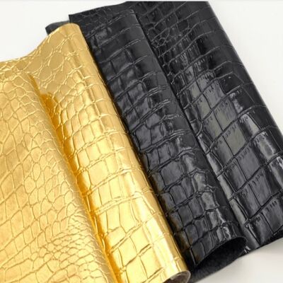 Highlight crocodile  Pvc Synthetic Leather Animal Pattern Shoes Bags and Boxs Cheap Price Faux Leather Fabric