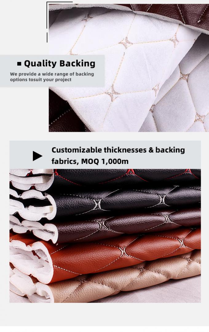 কাস্টম ৭.০মিমি পুরুত্বযুক্ত কুইল্টেড পিভিসি সিনথেটিক চামড়ার এমব্রয়ডারি করা এমবসড প্রসারিত পলিমার ফেনা কার সিট ফুট ডেকোরেটিভ সোফা 7