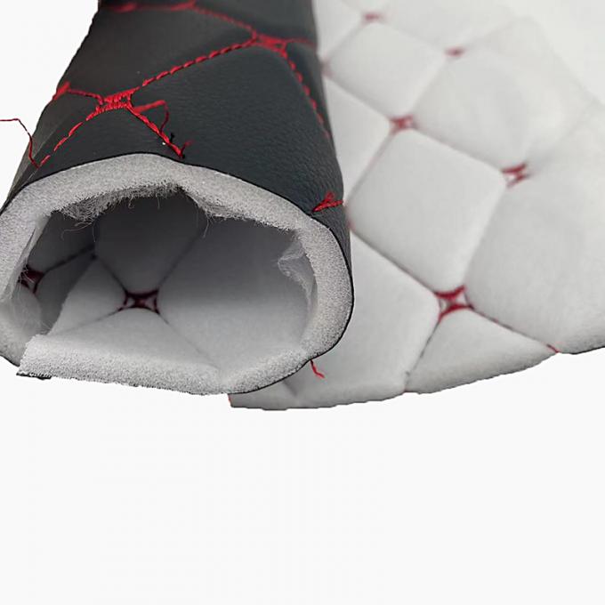 কাস্টম পিভিসি এমব্রয়ডারি করা কুইল্টেড সিনথেটিক চামড়া ৬.০মিমি পলিউরেথেন ফোম কার সিট কভার সোফা ফক্স লেদার ফ্যাব্রিক 9