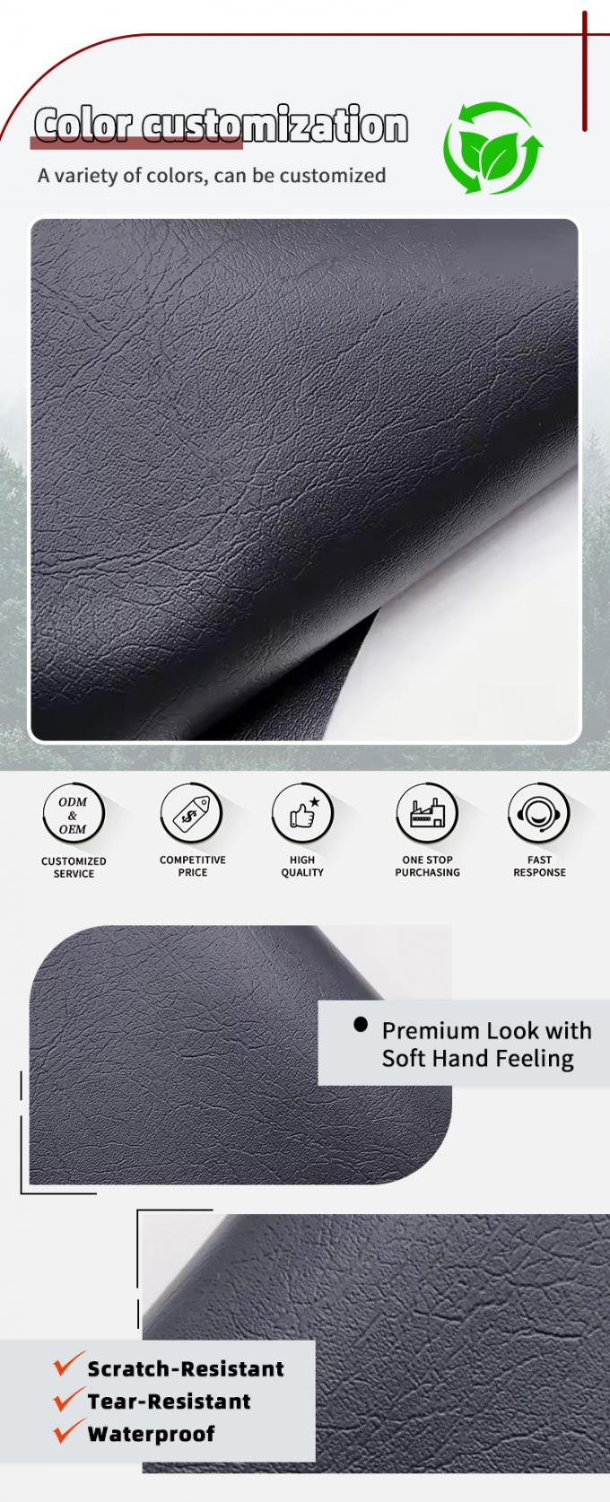 পিভিসি আসবাবপত্র চামড়া 0.6 মিমি এমবসড ওয়াটারপ্রুফ প্যাচিং উপাদান 4