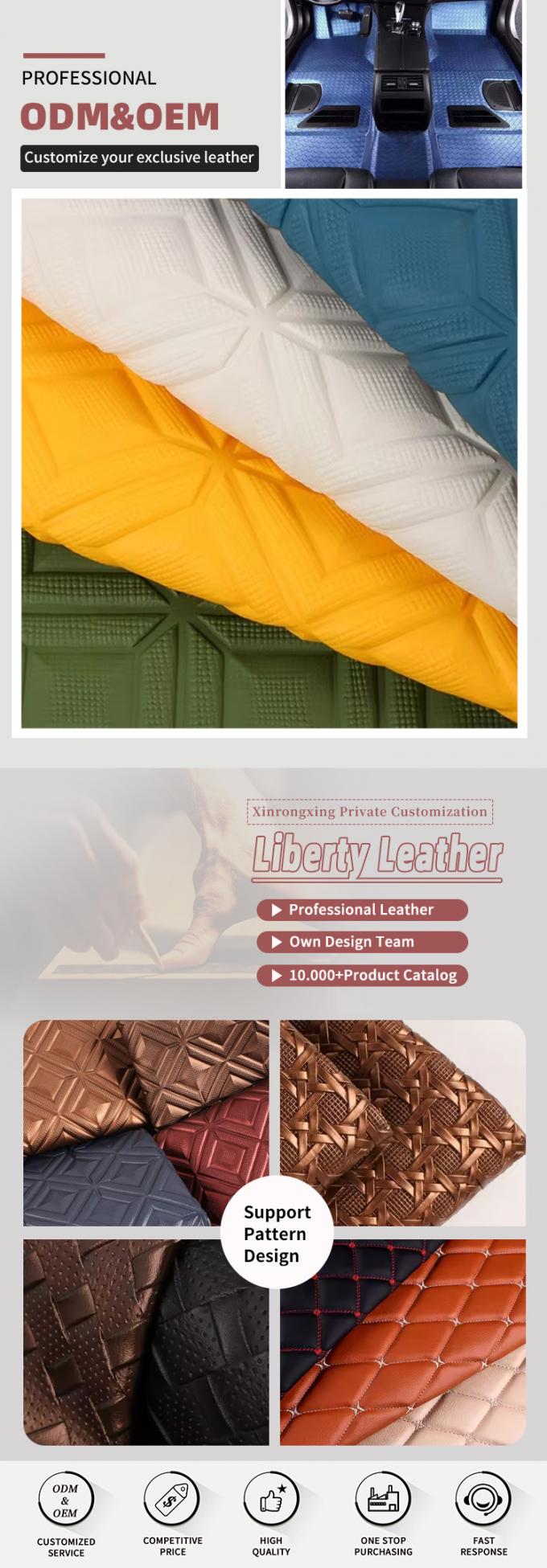 গাড়ির সিট, সোফা, ব্যাগ, সজ্জা, এবং কৃত্রিম চামড়ার কাপড়ের জন্য পিভিসি ডায়মন্ড রম্বস এমবসড স্টাইলের সিনথেটিক চামড়া 4