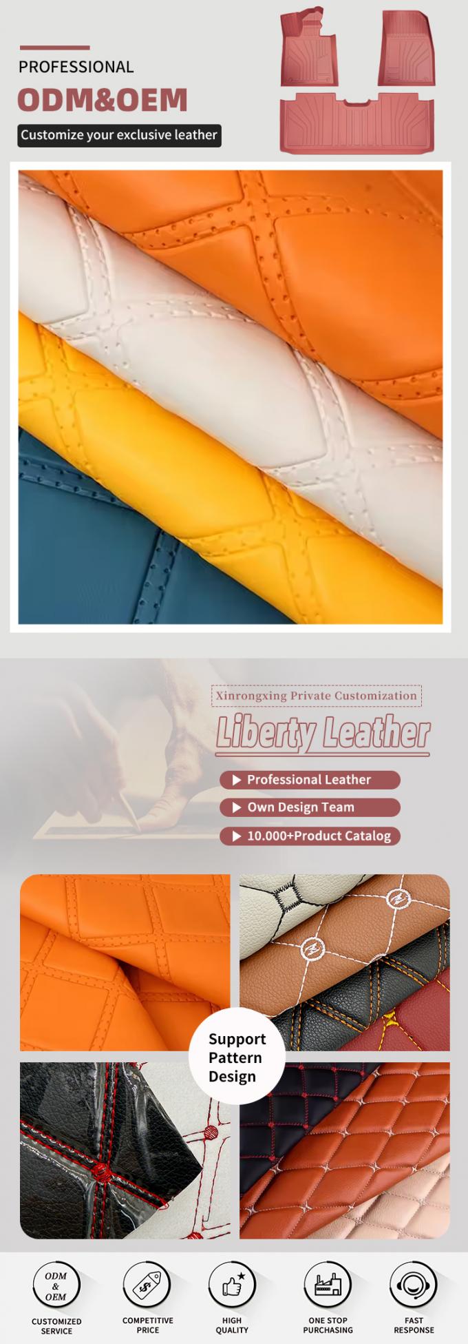 গাড়ির সিট, সোফা, ডেকোরেট ব্যাগ, এবং কৃত্রিম চামড়ার কাপড়ের জন্য পিভিসি রম্বস পঞ্চিং এমবসড স্টাইলের সিনথেটিক চামড়া 4