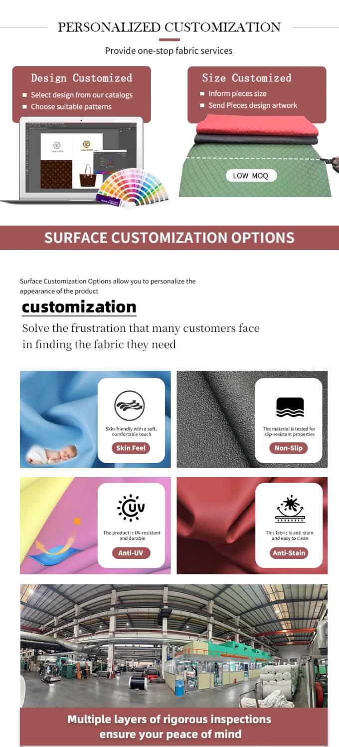 কাস্টম কুইলটেড পিভিসি চামড়া কার ফুট ম্যাট 4.6 মিমি ফেনা প্যাডিং সহ পুরু প্রসারিত ফিট এমবসড ব্রোডারেড কার সিট ব্যাগের জন্য সোফা 6