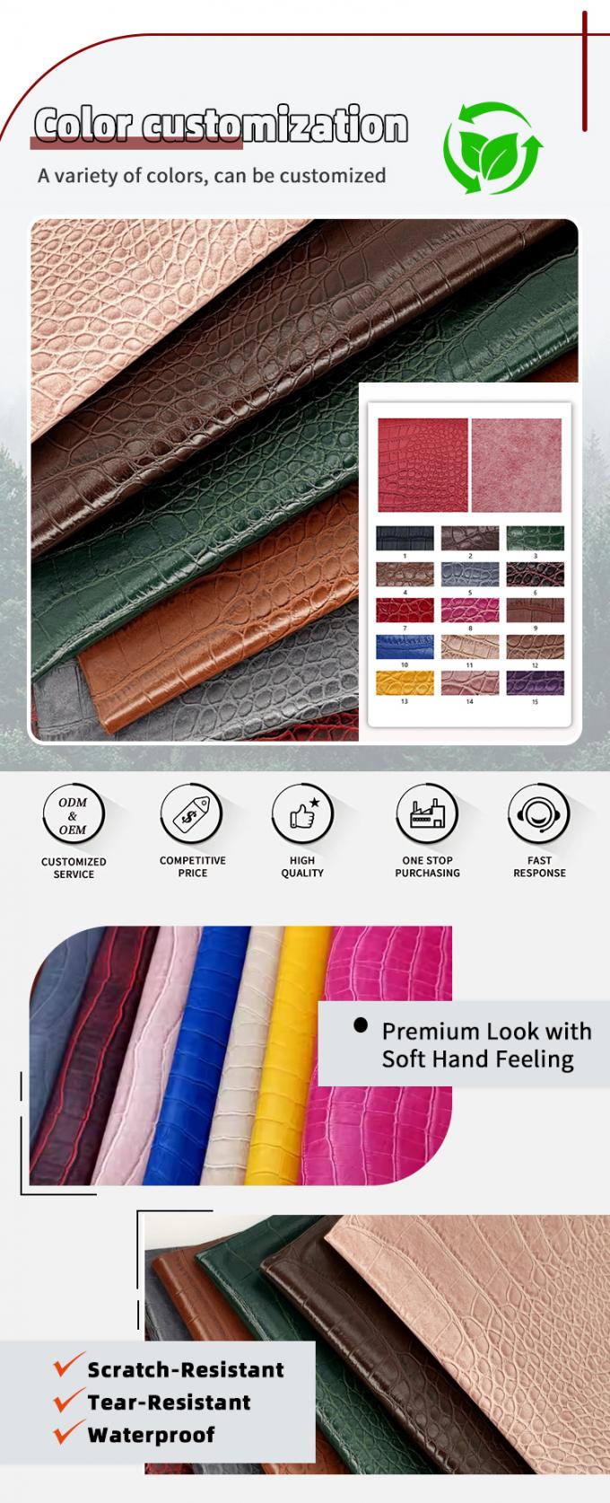 পিভিসি বাঁশ শস্য কৃত্রিম সিন্থেটিক চামড়ার ওয়ালেট বক্স জুতা নোটবুক নকল চামড়ার কাপড় 4