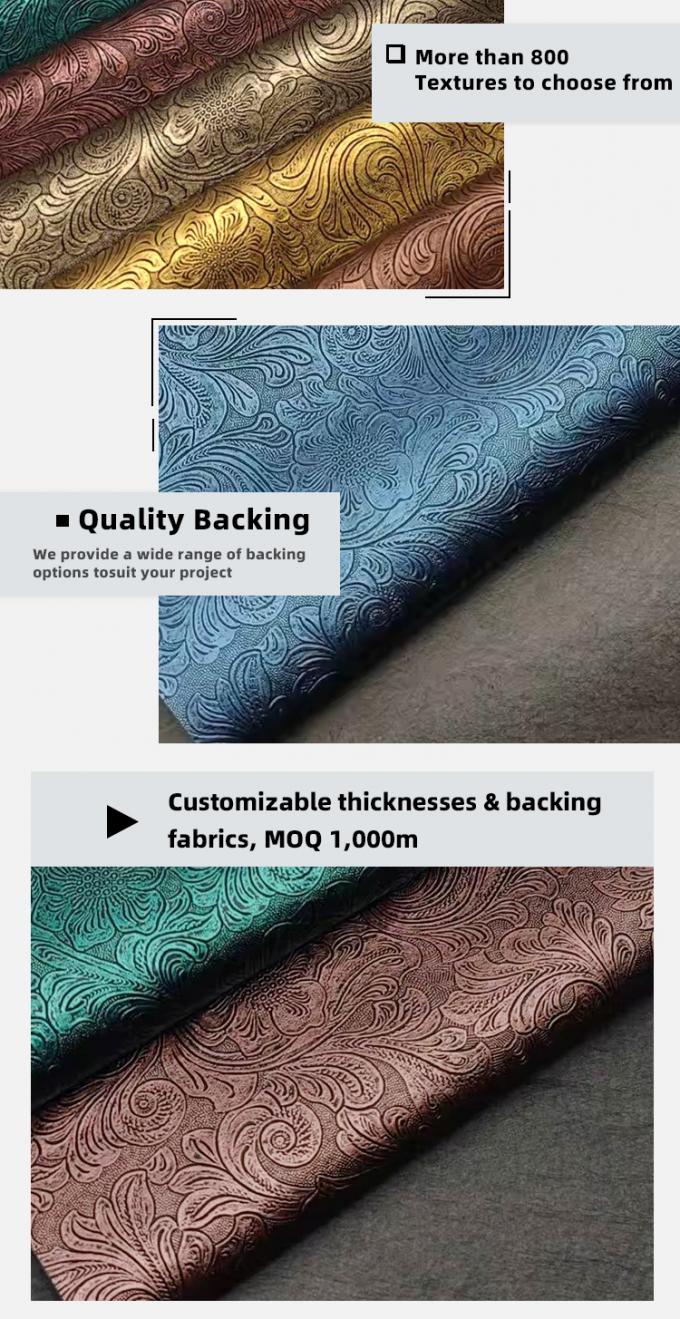 ওয়ালেট, বাক্স, জুতা, নোটবুক এবং ডেকোরেটিভ ব্যাগের জন্য এমবসড পিভিসি ফ্লাওয়ার প্যাটার্ন সিনথেটিক চামড়া - টেকসই ফক্স লেদার উপাদান 5