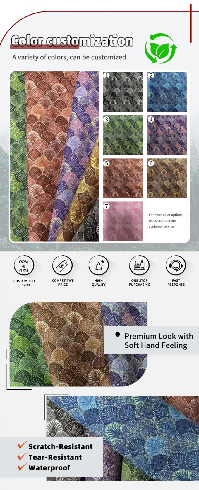 PVC Peacock Flower Printed Synthetic Artificial Leather Fabric for Bag Packaging Notebook Phone Shell & Sofa Use 4