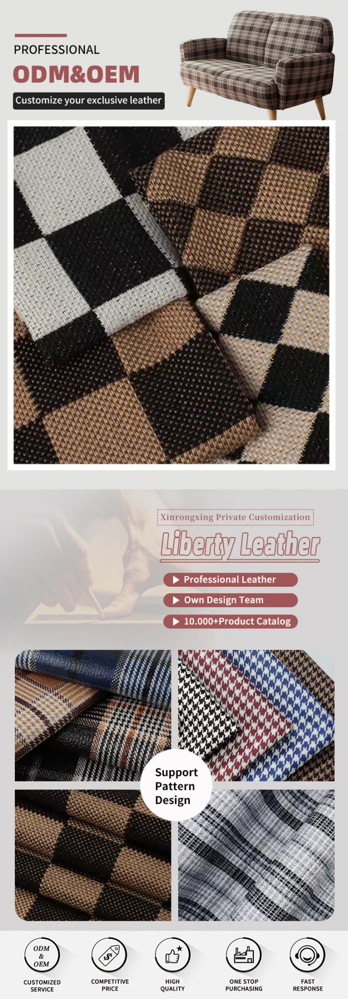 1.0 মিমি পুরু লিনেন প্লাইড লিনাক্স ফ্যাব্রিক ওয়াটারপ্রুফ স্ট্রেচ ফ্লেকড আউটডোর ব্যবহারের জন্য সোফা ব্যাগ গাড়ি সিট বেল্ট নকল চামড়া বোনা ব্যাকপ্যাক 4