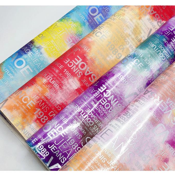 পিইউ রেইনবো লেটার প্রিন্ট ম্যাগাজিন ডিজাইন সিন্থেটিক চামড়া জলরোধী জাল চামড়া কাপড় ব্যাগ জন্য প্রসাধনী আসবাবপত্র / সোফা 7