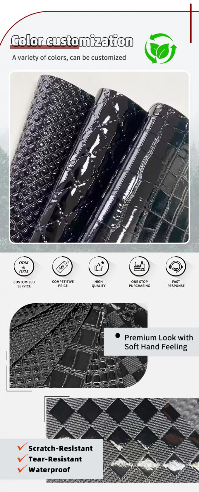 উচ্চ চকচকে পিভিসি ক্রোকোডিল এমবসড ওয়েভড গ্রিন জ্যামিতি জুতার ব্যাগের জন্য প্রাণী সিনথেটিক কৃত্রিম চামড়া কাপড় হস্তশিল্পের জন্য 4
