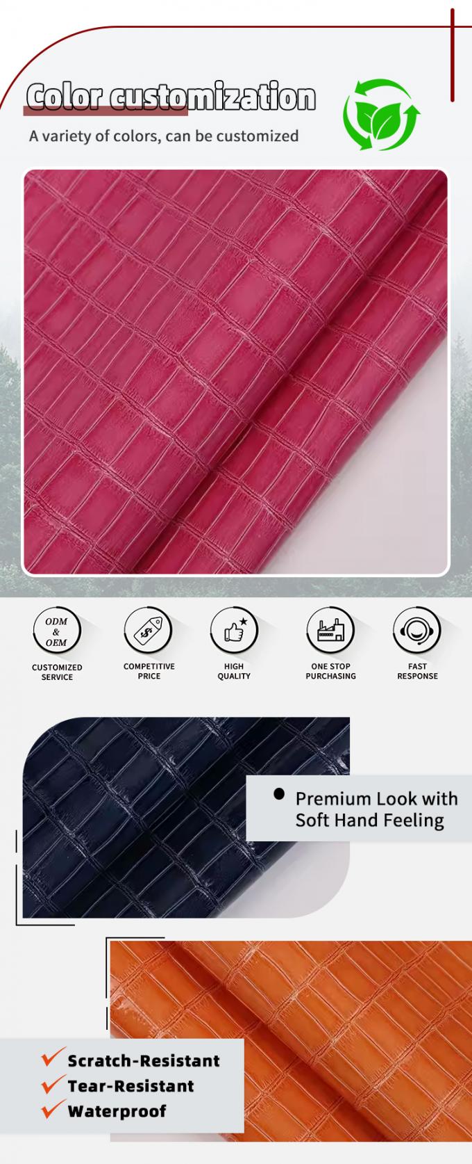 উচ্চ-চকচকে পিভিসি বাঁশ প্যাটার্ন শস্য কৃত্রিম সিনথেটিক চামড়া সজ্জিত জুতা ব্যাগ বক্স নকল চামড়ার ফ্যাব্রিক 4